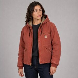 Carhartt Sandstone Active Jacket XL Red Excellent Sherpa Lined WJ141 VRD